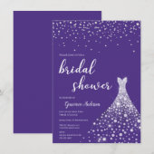 Glamoureuze Royal Paarse Bridal Shower Uitnodiging (Voorkant / Achterkant)