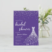 Glamoureuze Royal Paarse Bridal Shower Uitnodiging (Staand voorkant)