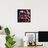 Glamoureuze roze bloemen voor mama poster (Thuiskantoor)