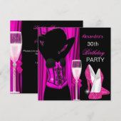 Glamoureuze Roze Champagne Birthday Party Kaart (Voorkant / Achterkant)