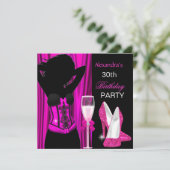 Glamoureuze Roze Champagne Birthday Party Kaart (Staand voorkant)