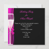 Glamoureuze Roze Champagne Birthday Party Kaart (Achterkant)