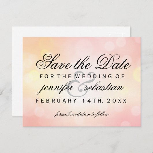 Glamoureuze roze CHIC Bokeh licht bruiloft Briefkaart (Voorkant / Achterkant)