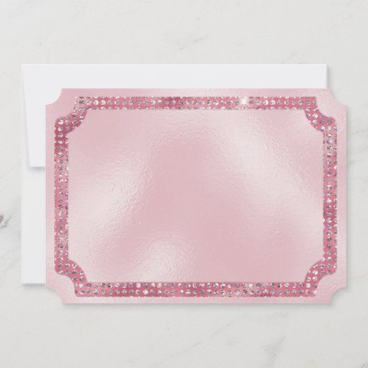 Glamoureuze roze diamanten VIP Ticket Invitation Kaart (Achterkant)