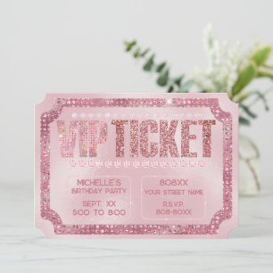 Glamoureuze roze diamanten VIP Ticket Invitation Kaart