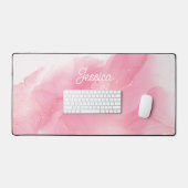 Glamoureuze roze en gouden wervelingen gepersonali bureaumat (Keyboard & Muis)