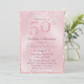 Glamoureuze roze glitter 50ste verjaardag kaart (Staand voorkant)