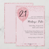 Glamoureuze roze Glitter & Diamanten Verjaardagsba Kaart (Voorkant / Achterkant)