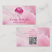 Glamoureuze roze glitter glam lippen visitekaartje (Voorkant / Achterkant)