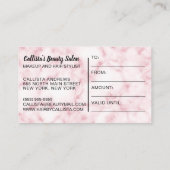 Glamoureuze Roze Glitter Marmeren Cadeaubon Visitekaartje (Achterkant)