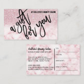 Glamoureuze Roze Glitter Marmeren Cadeaubon Visitekaartje (Voorkant / Achterkant)