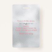 Glamoureuze roze glitter op zilveren VIP Badge (Achterkant)