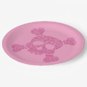 Glamoureuze Roze Glitter Skull en Crossbones Papieren Bordje (Gekanteld)