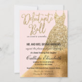 Glamoureuze roze gouden glitterjurk debutante dans kaart (Voorkant)