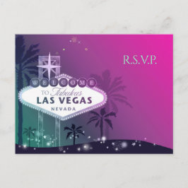 Glamoureuze Roze Las Vegas Wedding RSVP Uitnodiging Briefkaart
