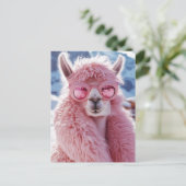 Glamoureuze Roze Llama - Winter Mode Icon Briefkaart (Staand voorkant)