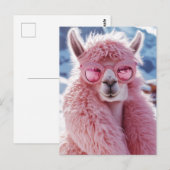 Glamoureuze Roze Llama - Winter Mode Icon Briefkaart (Voorkant / Achterkant)