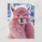 Glamoureuze Roze Llama - Winter Mode Icon Briefkaart (Voorkant)