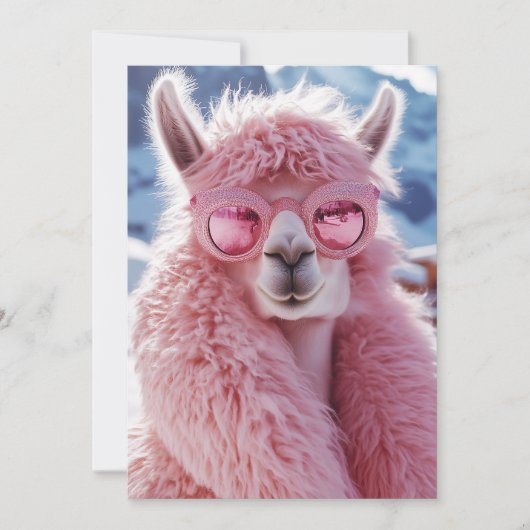 Glamoureuze Roze Llama - Winter Mode Icon Kaart (Voorkant)
