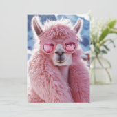 Glamoureuze Roze Llama - Winter Mode Icon Kaart (Staand voorkant)