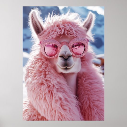 Glamoureuze Roze Llama - Winter Mode Icon Poster (Voorkant)
