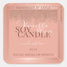 Glamoureuze roze productverpakkingslabels Roos Gol Vierkante Sticker