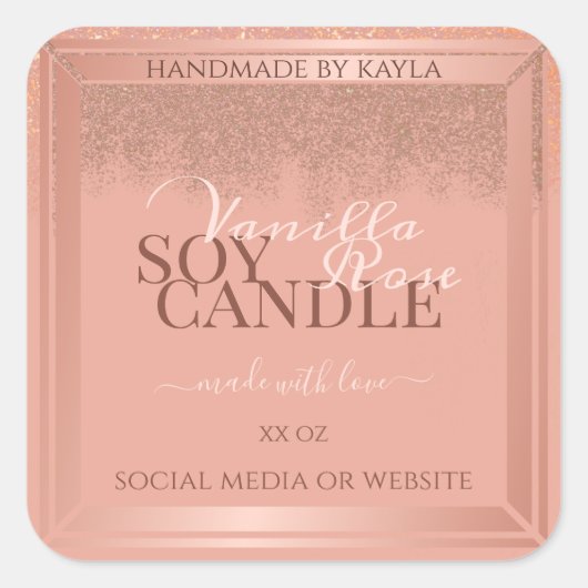 Glamoureuze roze productverpakkingslabels Roos Gol Vierkante Sticker (Voorkant)