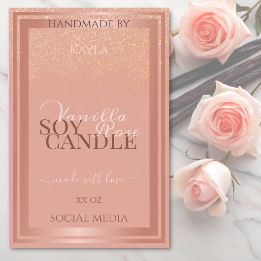 Glamoureuze roze productverpakkingslabels Roos Gol Voedselcontainer Etiket