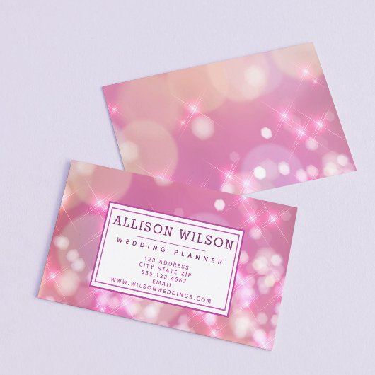 Glamoureuze roze sparken visitekaartje