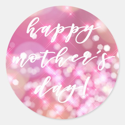Glamoureuze Roze Sparkle Happy Moederdag Stickers (Voorkant)
