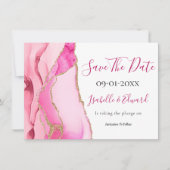 Glamoureuze roze steen Glitter Wedding Sa Save The Date (Voorkant)