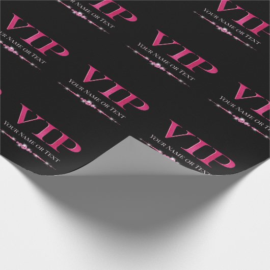 Glamoureuze roze VIP op zwart Cadeaupapier (Hoek)