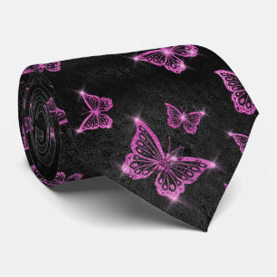 Glamoureuze Roze Vlinders Glans Stropdas