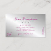 Glamoureuze roze zilver monogram voor mousserende  visitekaartje (Achterkant)