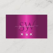 Glamoureuze roze zilver monogram voor mousserende  visitekaartje (Voorkant)