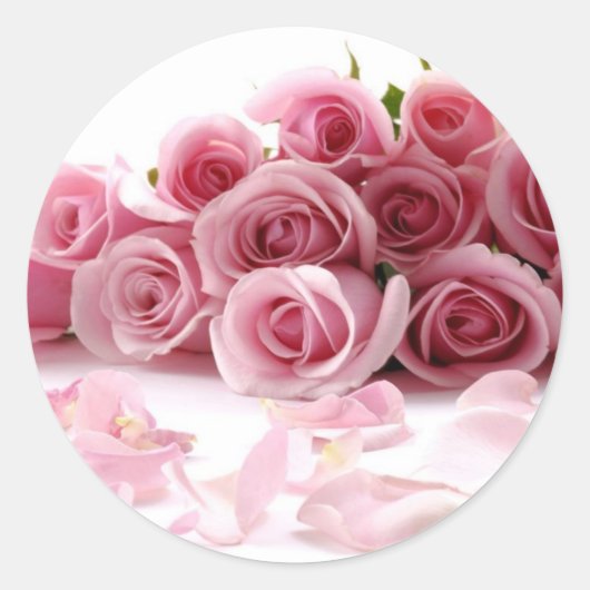 Glamoureuze rozen ronde sticker (Voorkant)