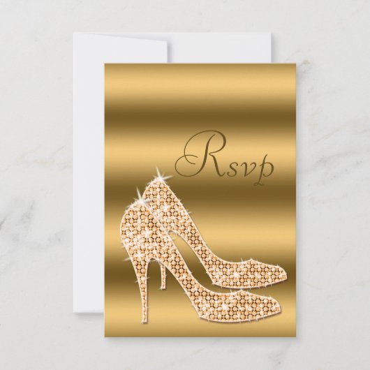Glamoureuze RSVP Gold Stilettos Kaartje (Voorkant)