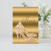 Glamoureuze RSVP Gold Stilettos Kaartje (Staand voorkant)