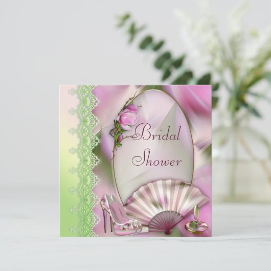 Glamoureuze schoenen, Magnolia en Fan-Vrijgezellen Kaart (Staand voorkant)