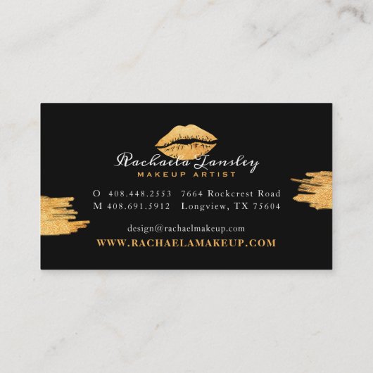 Glamoureuze schoonheid Black & Gold Lips Make-up A Visitekaartje (Achterkant)