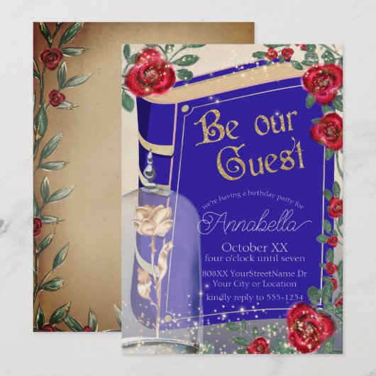 Glamoureuze schoonheid en het Beest sprookje Kaart (Voorkant / Achterkant)