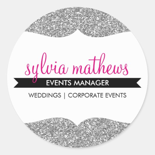 GLAMOUREUZE SEAL stijlvolle glitter sparkle zilver Ronde Sticker (Voorkant)