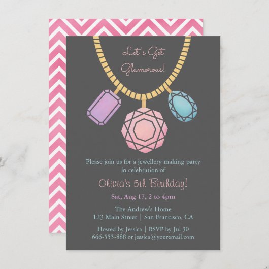 Glamoureuze Sieraden Maken Meisjes Verjaardagsfees Kaart (Voorkant / Achterkant)