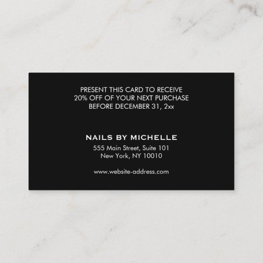 Glamoureuze Silver Glitter Modern Beauty Coupon Ka (Achterkant)