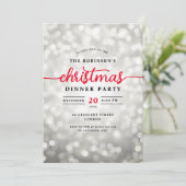 Glamoureuze Silver Lights Kerstdiner Party Kaart (Staand voorkant)