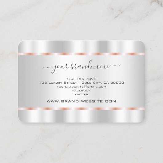 Glamoureuze Silver Roos Gold Lines Modish Visitekaartje (Achterkant)