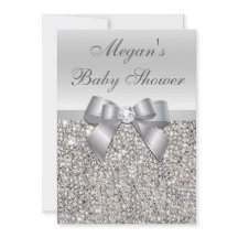Glamoureuze Silver Sequins Bow-Baby shower