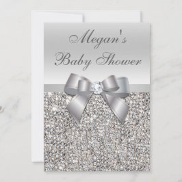 Glamoureuze Silver Sequins Bow-Baby shower Kaart