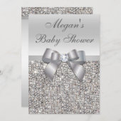 Glamoureuze Silver Sequins Bow-Baby shower Kaart (Voorkant / Achterkant)