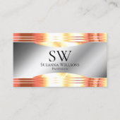 Glamoureuze Silver Shimmery Roos Gold en Monogram Visitekaartje (Voorkant)
